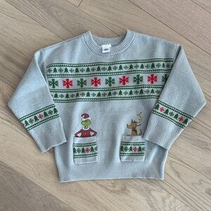 Gray Holiday Sweater with Grinch and Max Design